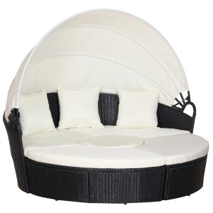 Outsunny Sonneninsel Rattan Sitzgruppe Lounge mit Sonnendac…