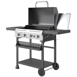 Outsunny Gasgrill 12 KW 4 1 Brenner BBQ Grillwagen aus Edel…