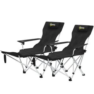 Outsunny 2er Set Campingstuhl faltbar Angelstuhl mit abnehm…