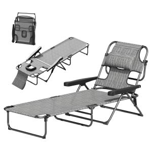 Outsunny Transat Gartenliege faltbar mit 4-fach verstellbar…