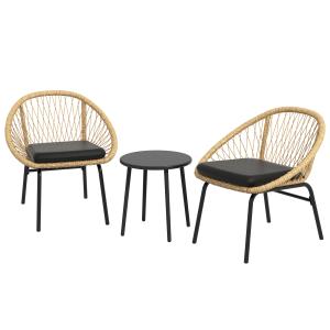 Outsunny 3-tlg. Rattan Gartenmöbel-Set, Balkonmöbel-Set mit…