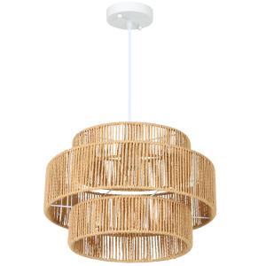HOMCOM Pendelleuchte Hängelampe mit E27 Fassung, Boho-Stil,…