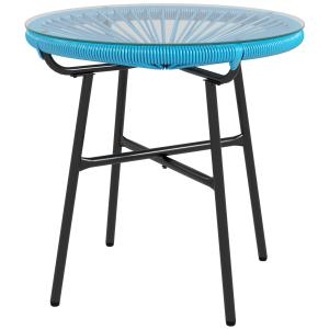 Outsunny Gartencouchtisch rund aus Kunstharz Rattanmetall u…