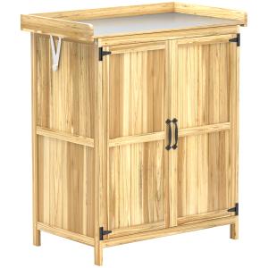 Outsunny Gartenschrank Holz, Geräteschuppen wetterfest 74x4…