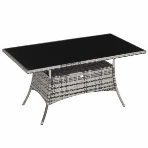 Outsunny Gartentisch Polyrattan Glastisch 150x85x74cm mit S…