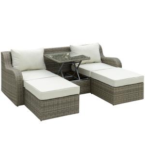 Outsunny 3-tlg. Polyrattan Gartenmöbel Set, Loungeset mit B…