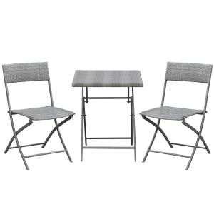 Outsunny Polyrattan Bistroset 2 Personen Sitzgruppe grau, G…