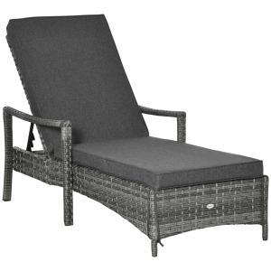 Outsunny Sonnenliege Rattanliege Gartenliege mit verstellba…