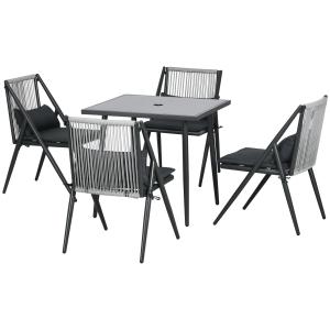 Outsunny Gartenmöbel Set 5 tlg Sitzgruppe mit Tisch und 4 S…