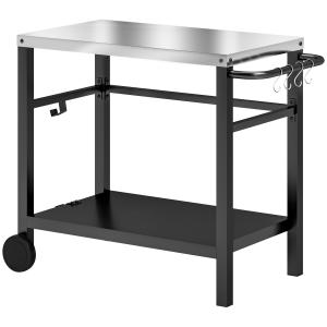 Outsunny Grillwagen 2-Etagen Servierwagen mit Arbeitsfläche…