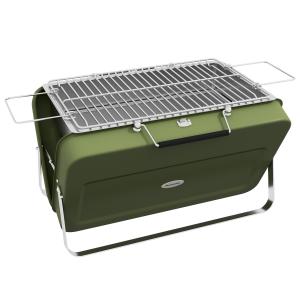 Outsunny Tischgrill Holzkohlegrill mit Kohleschale Grillros…