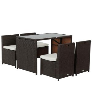 Outsunny Polyrattan Gartenset 5 tlg. Gartenmöbel Lounge Set…