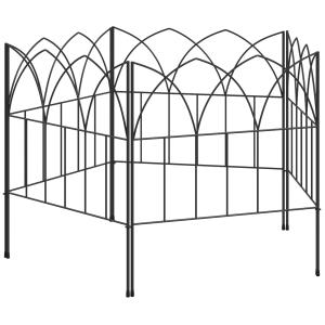 Outsunny Set aus 5 dekorativen Gartenzaunpaneelen aus Metal…