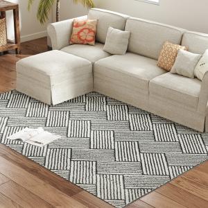 HOMCOM Teppich für Wohnzimmer 200 x 140 cm kurzer Flor, mas…