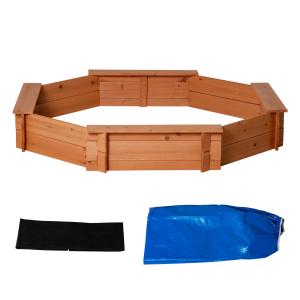 Outsunny Sandkasten 8-eckig mit Abdeckung aus Massivholz, b…