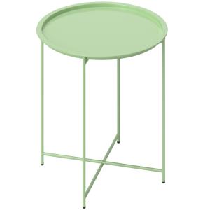 Outsunny Beistelltisch klappbar Gartentisch Ø46 x 50 cm Run…