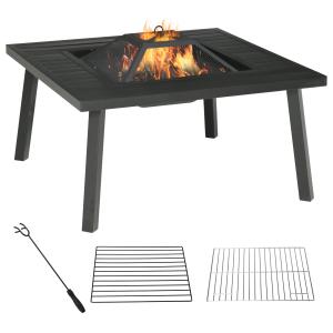 Outsunny Feuerschale Feuertisch mit Schürhaken Funkenschutz…