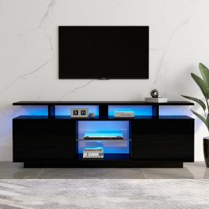 Moderner TV-Schrank mit 16-Farben-LED-Beleuchtung, Hochglan…