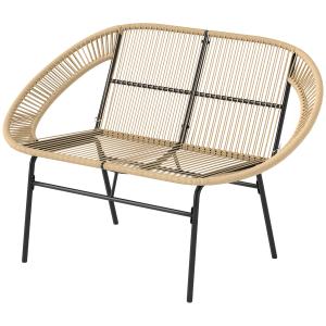 Outsunny 2-Sitzer Gartenbank Polyrattan, wetterfest Sitzban…