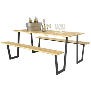 Outsunny Bierzeltgarnitur Holz 3-teilig Festzeltgarnitur mi…