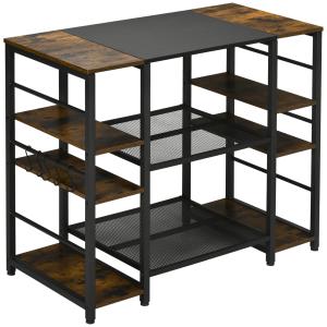 HOMCOM Küchenregal, Mikrowellenregal mit 5 Haken, Industrie…