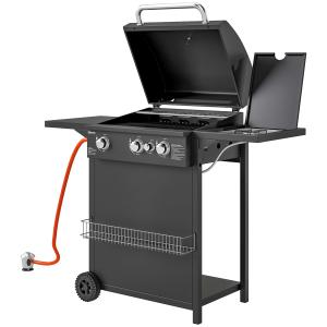 Outsunny Gasgrill 9,5 KW Grillwagen inkl 4 Brenner Seitenko…