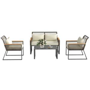 Outsunny Polyrattan Gartenmöbel Set 4 Personen wetterfest B…