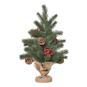 HOMCOM Weihnachtsbaum 50 cm mit 4 roten Beeren und 4 Tannen…