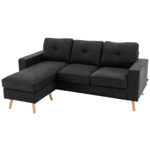 HOMCOM Ecksofa in L-Form  Schwarze Eckcouch mit Chaiselongu…