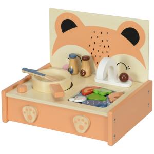 AIYAPLAY Mini-Küche aus Holz Kinderküche Fuchsmuster Rollen…