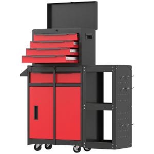 HOMCOM Werkzeugwagen 3-in-1 mit 5 Schubladen, Metall-Box, s…