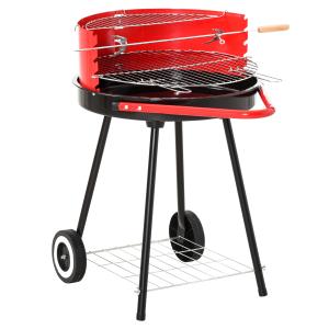Outsunny Holzkohlegrill Rundgrill Standgrill auf Rollen mit…