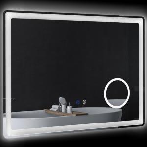 kleankin LED Badezimmerspiegel  Badspiegel mit 3x Vergrößer…
