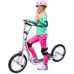 HOMCOM Kinderroller 16 Zoll Scooter mit Luftreifen, höhenve…