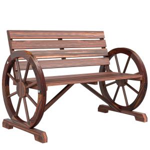 Outsunny Gartenbank 2-Sitzer mit Armlehne aus Tannenholz im…