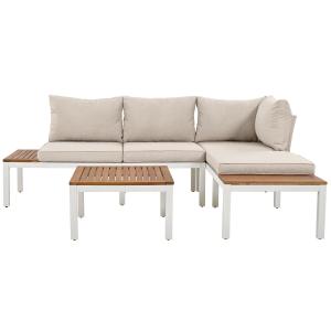 Gartenmöbel-Set, mit 2x Zweisitzer, 2x Beistelltische, 1x T…
