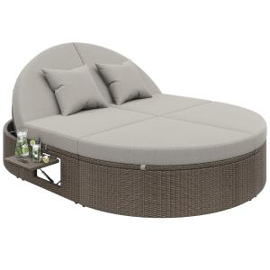 Rattan Doppel-Liege für 2 Personen, Outdoor Daybed mit vers…