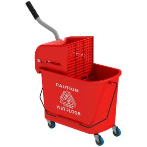 HOMCOM Putzwagen Reinigungswagen mit Wischmopp Presse 20 L…