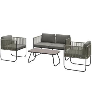 Outsunny Gartenmöbel Set aus Polyrattan Lounge-Set mit Sofa…
