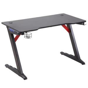 HOMCOM Gaming-Tisch Spieltisch mit LED-Licht Schreibtisch m…