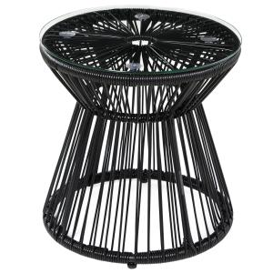 Outsunny Gartentisch rund mit Hohltrommel-Design, Bistrotis…