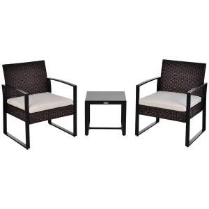 Outsunny Polyrattan Gartenset für 2 Personen Balkonmöbel mi…