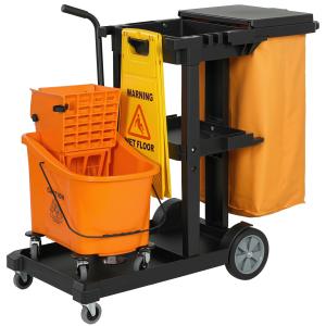 HOMCOM Professioneller Reinigungswagen mit 3 Ablagen und 70…