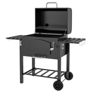 Outsunny Holzkohlegrill  BBQ Gartengrill mit Deckel, Ablage…