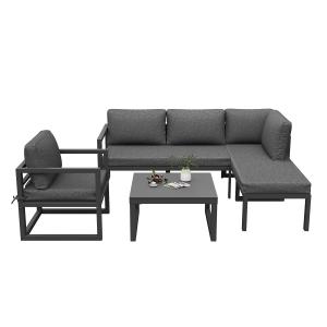 Gartenmöbel-Set, mit 2 Sofas, 1 Einzelsofa und 1 Tisch, Gra…
