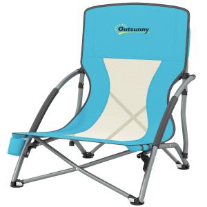 Outsunny Klappbarer Strandstuhl, leichter faltbarer Camping…