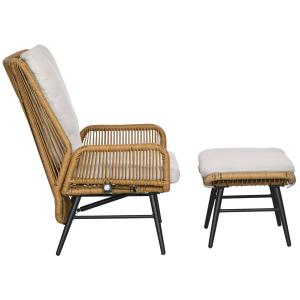 Outsunny Rattan Relaxsessel mit Fußhocker, verstellbare Rüc…