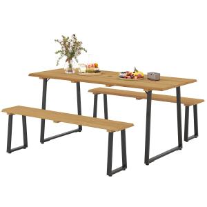 Outsunny Sitzgruppe 3-teilig Holz Essgruppe für 6 Personen…