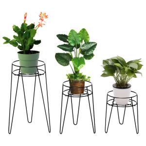 Outsunny Blumenständer 3er Set aus Metall Pflanzenständer f…