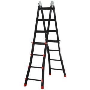 HOMCOM Teleskopleiter Klappleiter, 4m Aluminiumleiter Rutsc…